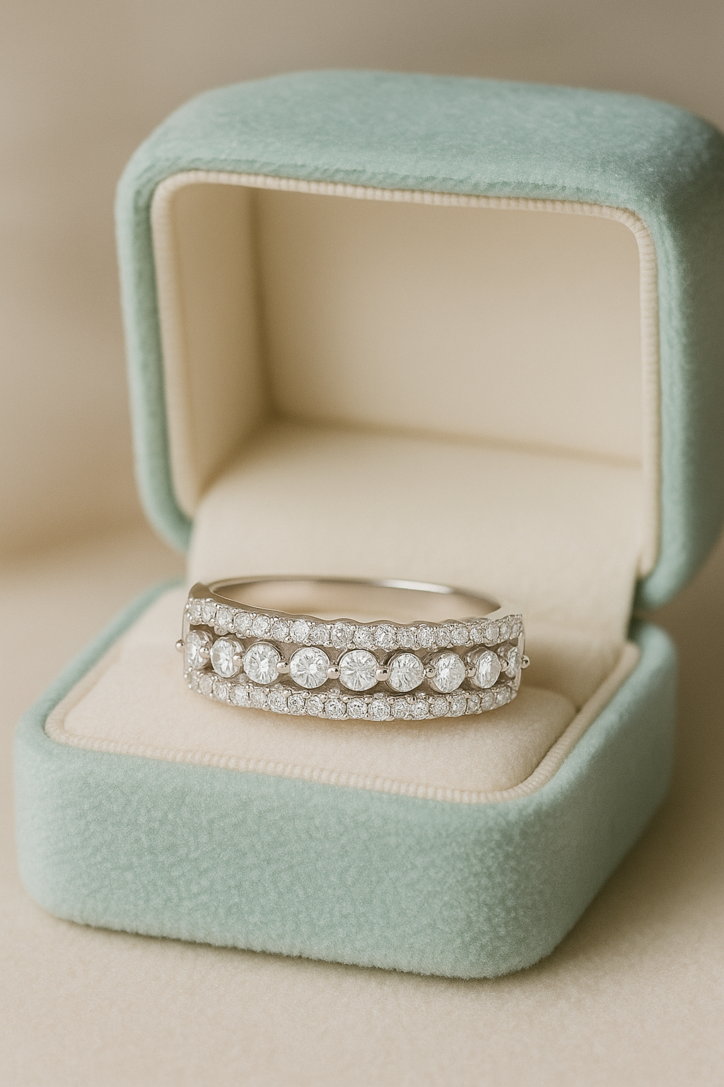 Classic 925 Silver Triple Row Zircon Band Ring for Women – Elegant Party & Daily Wear Finger Ring