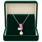 925 Silver Pink CZ & Pearl Drop Pendant Necklace for Women – Elegant Dual Stone Design