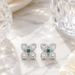 Floral Earrings with Green Stone