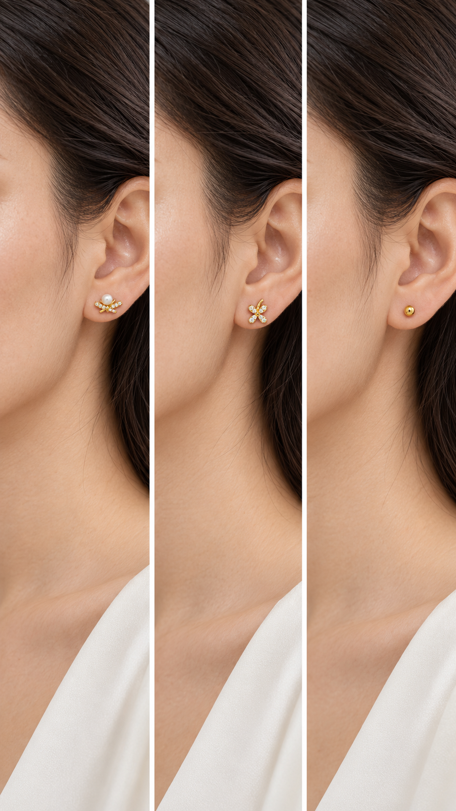 Pearl Floral,Ball Stud Earrings Set - Aaryahi Silver jewellery product photo