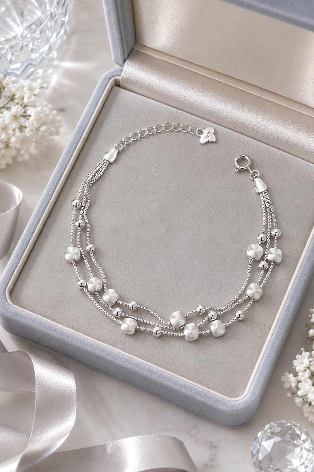 Triple-Layer Textured Chain Bracelet