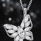 Elegant Silver Butterfly Marquise CZ Pendant Necklace
