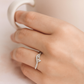 Wave Design Zircon Ring for Women 925 Silver Finish Elegant Stylish Finger Ring