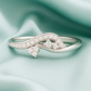 Wave Design Zircon Ring for Women 925 Silver Finish Elegant Stylish Finger Ring