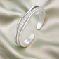 Adjustable Silver Wave Ring with Sparkling Accents