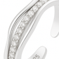 Adjustable Silver Wave Ring with Sparkling Accents