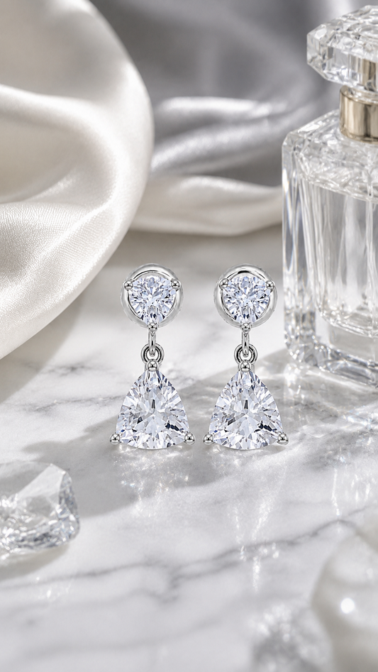 Round & Trillion Cut Earrings