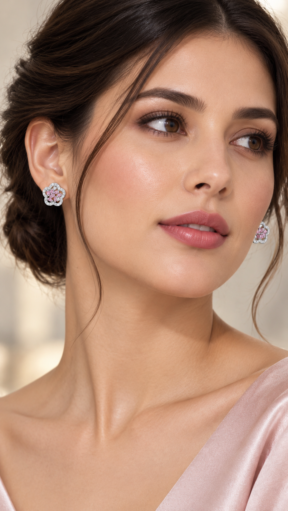 Silver Pink Earrings
