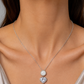Elegant Silver Mother of Pearl Heart Crystal Pendant Necklace & Earrings Jewelry Set