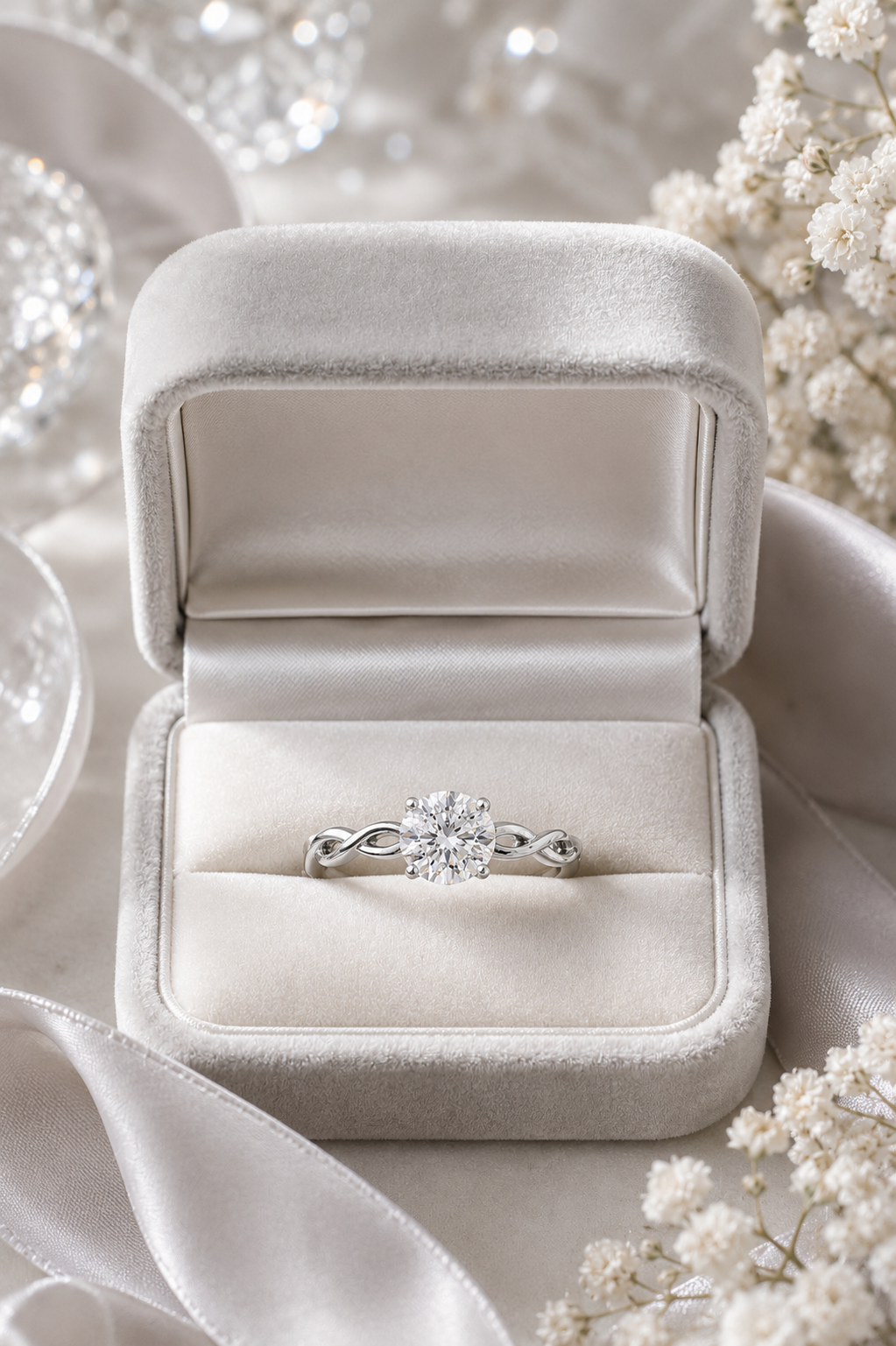 Round Solitaire Infinity Twist Ring