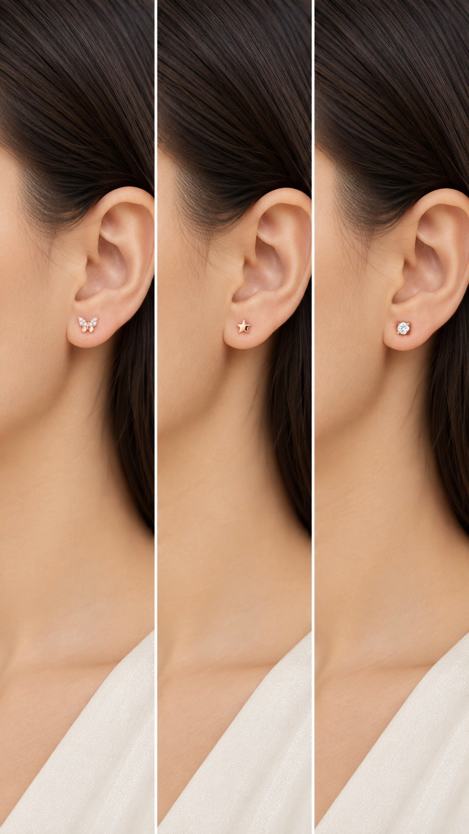 Butterfly, Star & Solitaire Earrings - Aaryahi Silver jewellery product photo