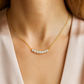 Gold Plated Zircon Necklace for Women Elegant Curve Pendant Chain for Daily and Festive Wear