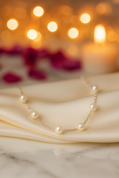 Gold Plated Pearl Chain Necklace for Women – Elegant Minimal Jewelry