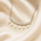 Pearl Drop Zircon Necklace for Women 925 Silver Finish Elegant Chain Pendant for Daily and Party Wear