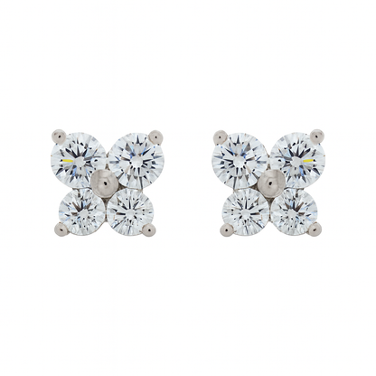 Elegant Four-Stone CZ Cluster Stud Earrings for Women | Daily Wear Sparkle