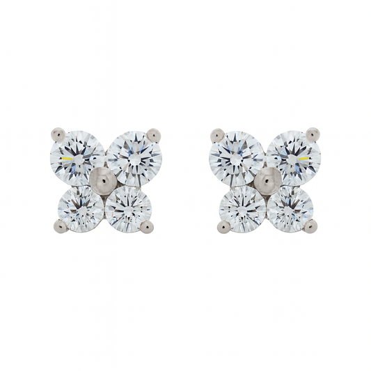 Elegant Four-Stone CZ Cluster Stud Earrings for Women | Daily Wear Sparkle