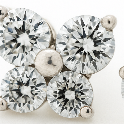 Elegant Four-Stone CZ Cluster Stud Earrings for Women | Daily Wear Sparkle