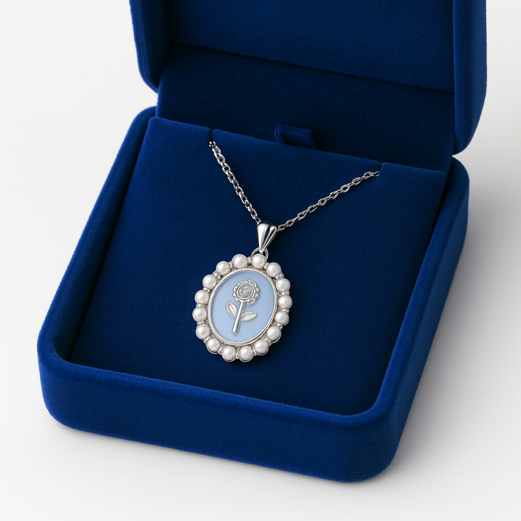 925 Silver Rose Pearl Pendant Necklace for Women – Elegant Vintage Charm Jewelry