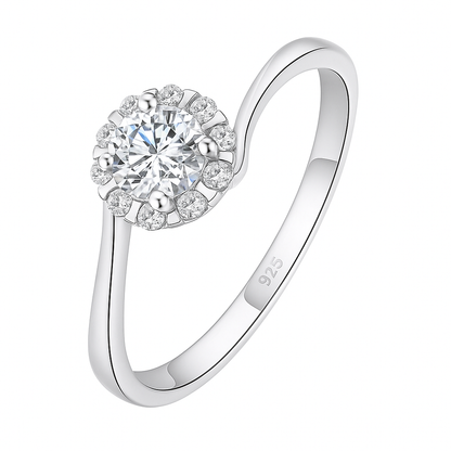 Classic Halo Round Solitaire Ring with Side Twist