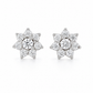 Silver CZ Floral Cluster Stud Earrings for Women