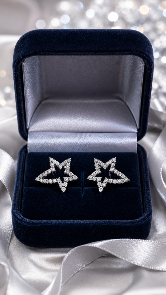 Silver-Tone Star Earrings