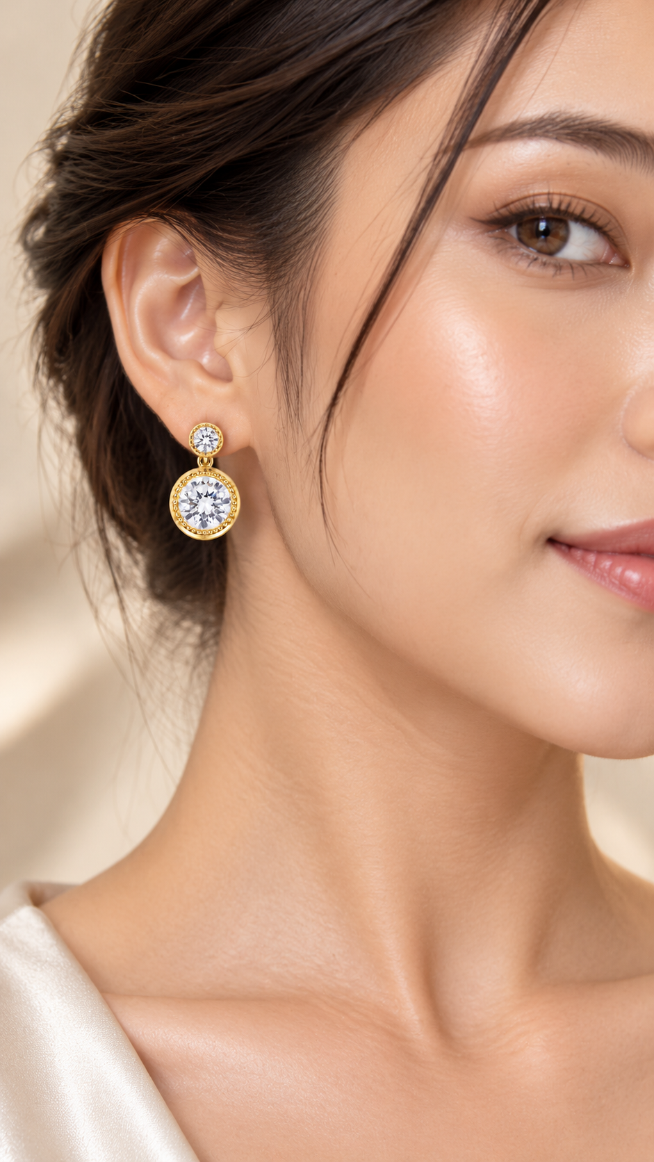 Gold Round Earrings