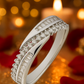 Stylish 925 Silver Dual Row Baguette & Round CZ Band Ring for Women – Elegant Party & Daily Wear Ring