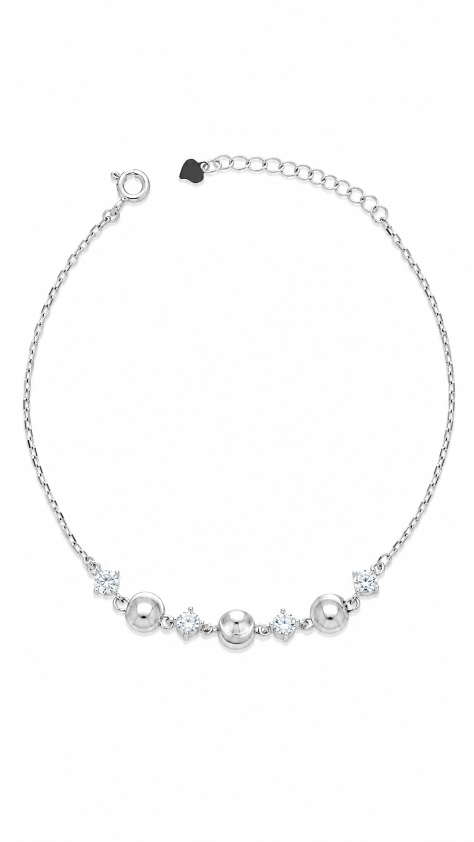 Silver Triple Bead Station Bracelet