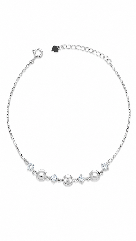 Silver Triple Bead Station Bracelet