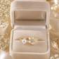 Gold Pearl & Flower Open Adjustable Ring