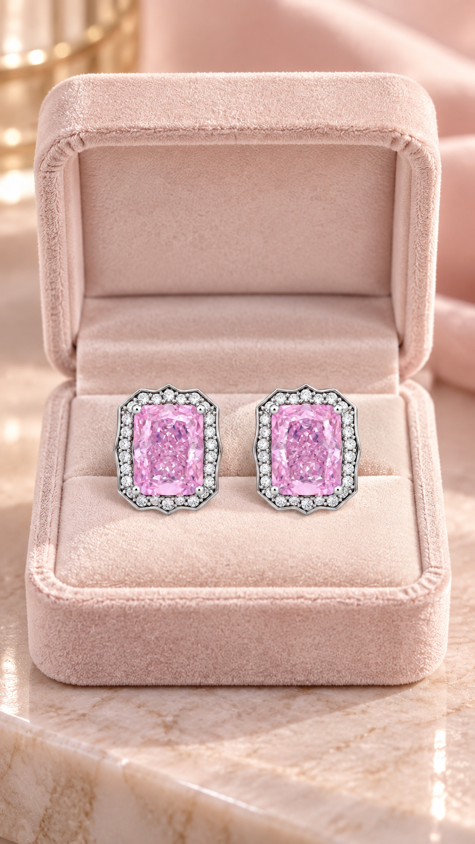 Silver Pink Earrings