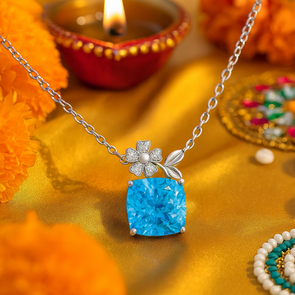 Rose Gold Plated Floral Pendant Necklace for Women – Pink CZ Stone & Pearl Accent