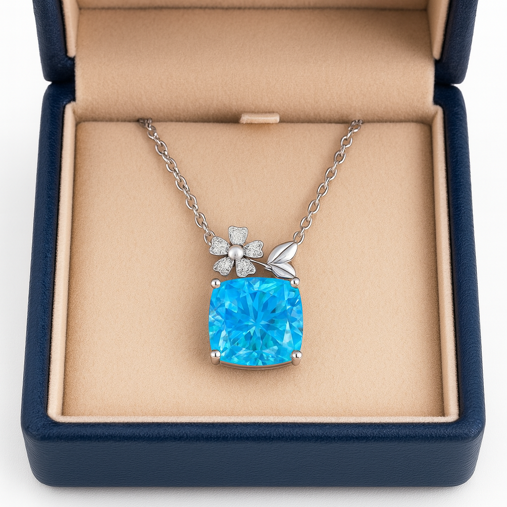 Rose Gold Plated Floral Pendant Necklace for Women – Pink CZ Stone & Pearl Accent