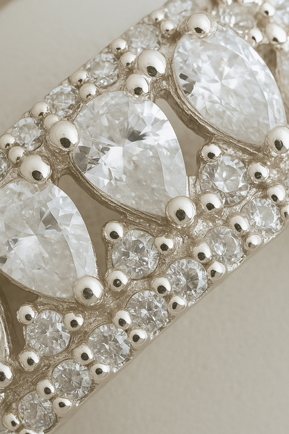 Luxury 925 Silver Pear Cut Zircon Band Ring for Women – Designer Party & Festive Wear Finger Ring