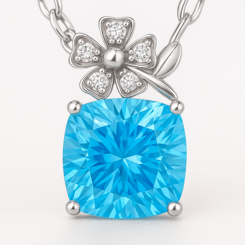 Rose Gold Plated Floral Pendant Necklace for Women – Pink CZ Stone & Pearl Accent