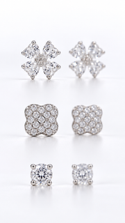 Four Heart Clover,Clover Solitaire Stud Earrings Set – 3 Pairs - Aaryahi Silver jewellery product photo