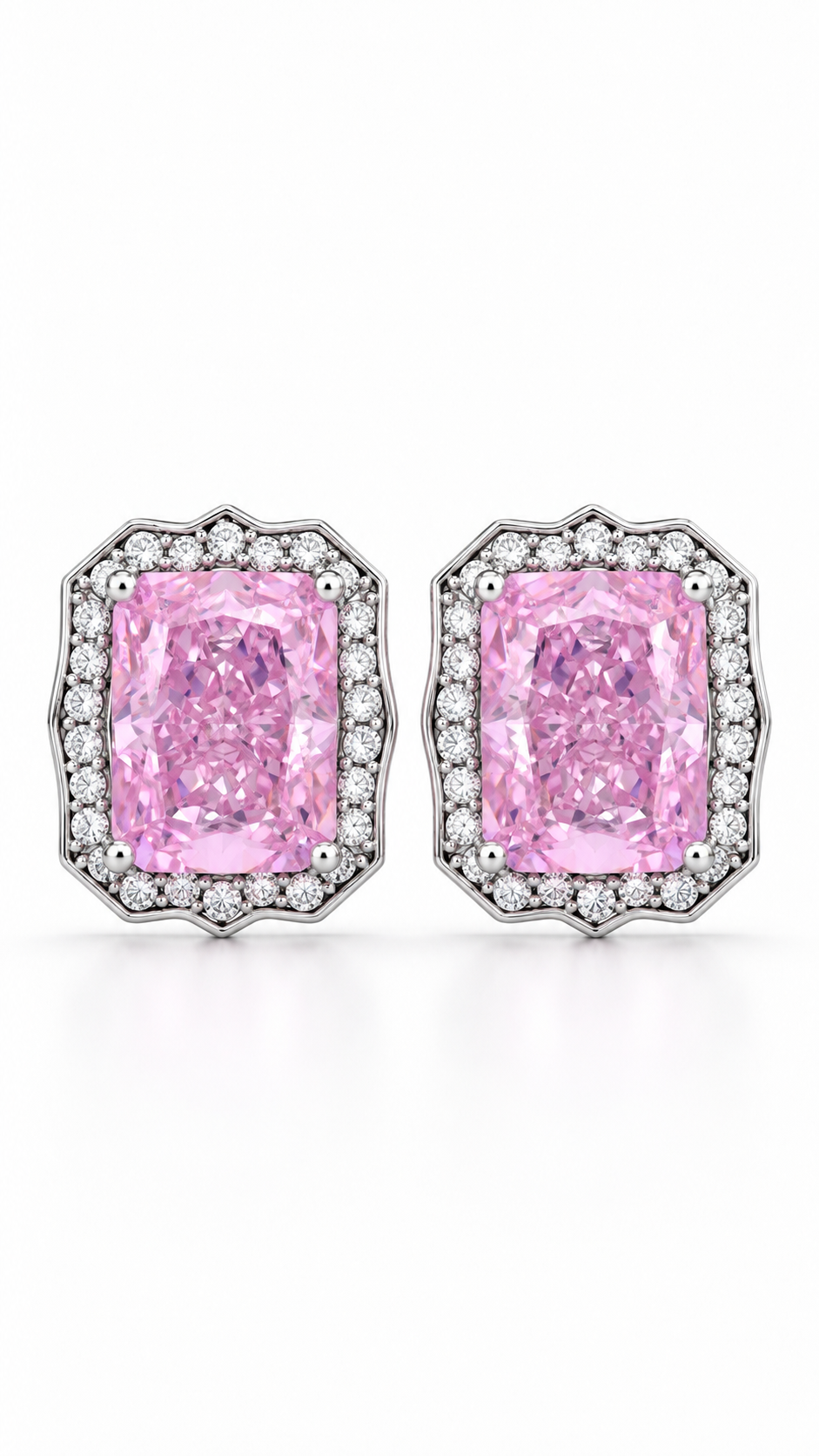Silver Pink Earrings