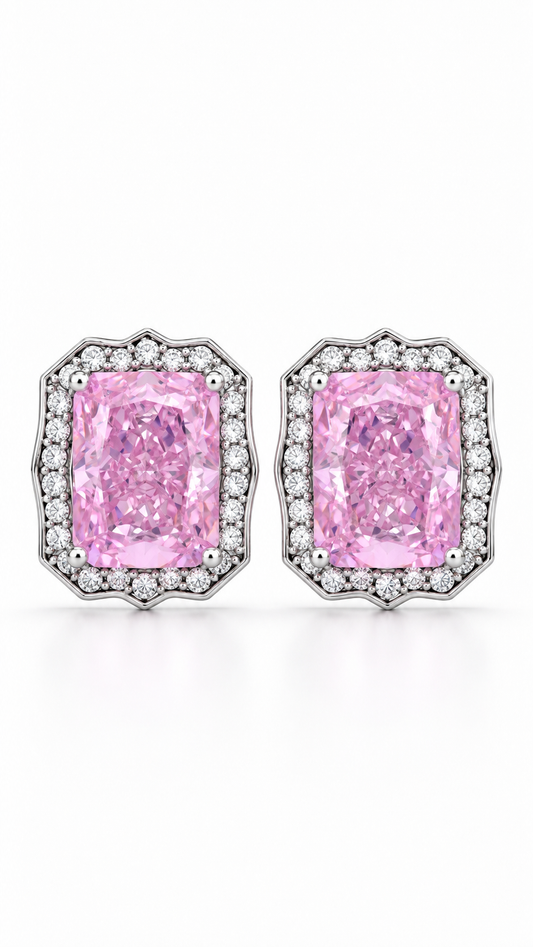 Silver Pink Earrings