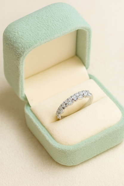 Elegant 925 Silver Marquise & Round Zircon Band Ring for Women – Sparkling Daily & Party Wear Ring