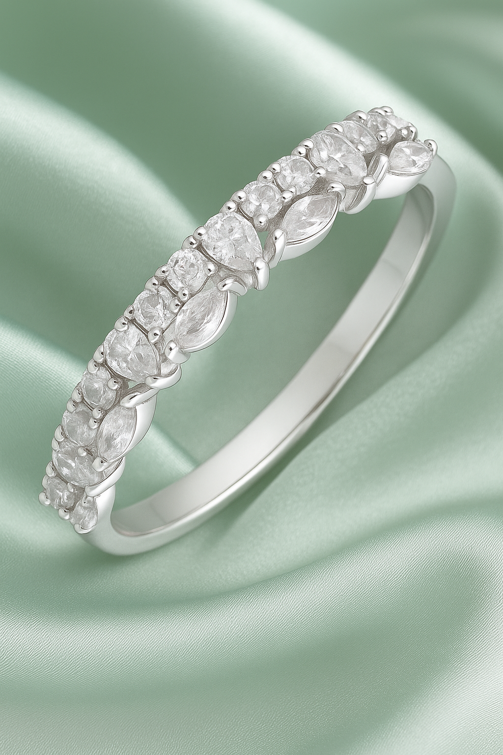 Elegant 925 Silver Marquise & Round Zircon Band Ring for Women – Sparkling Daily & Party Wear Ring