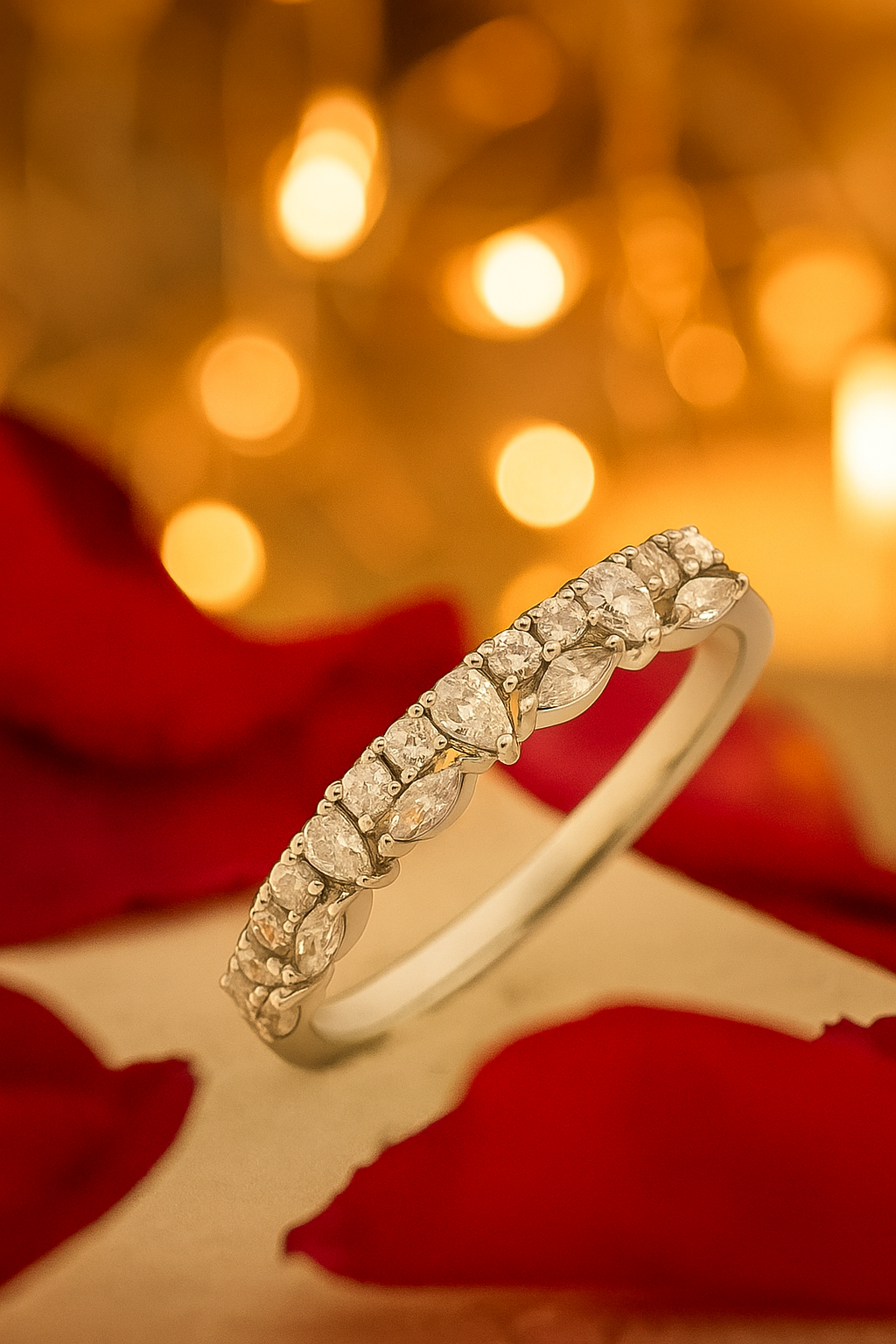 Elegant 925 Silver Marquise & Round Zircon Band Ring for Women – Sparkling Daily & Party Wear Ring