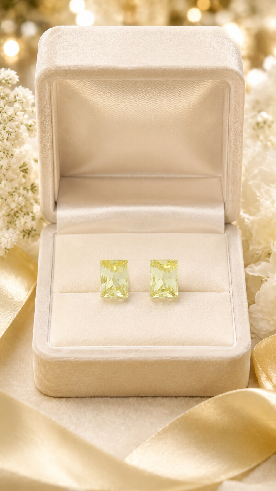 Yellow Rectangle Crystal Earrings