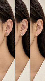 Gold Bow, & Ball Stud Earrings - Aaryahi Silver jewellery product photo