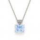 Silver Plated Rectangular Solitaire Pendant Necklace for Women – Elegant CZ Stone Chain