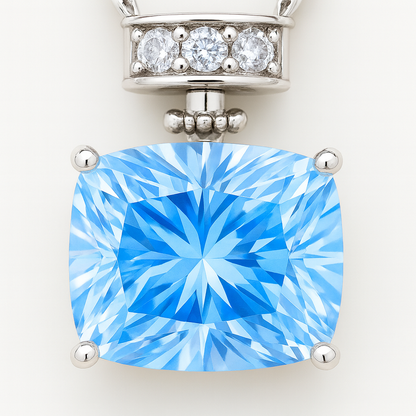 Silver Plated Rectangular Solitaire Pendant Necklace for Women – Elegant CZ Stone Chain