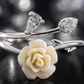 Rose & Leaf Open Ring