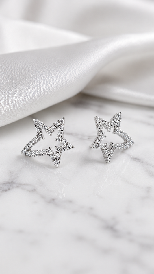 Silver-Tone Star Earrings