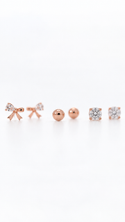 Bow, Ball & Solitaire Earrings - Aaryahi Silver jewellery product photo