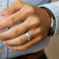 Geometric Pattern Silver Finish Ring for Men Stylish Textured Band for Daily and Party Wear