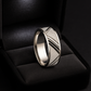 Geometric Pattern Silver Finish Ring for Men Stylish Textured Band for Daily and Party Wear